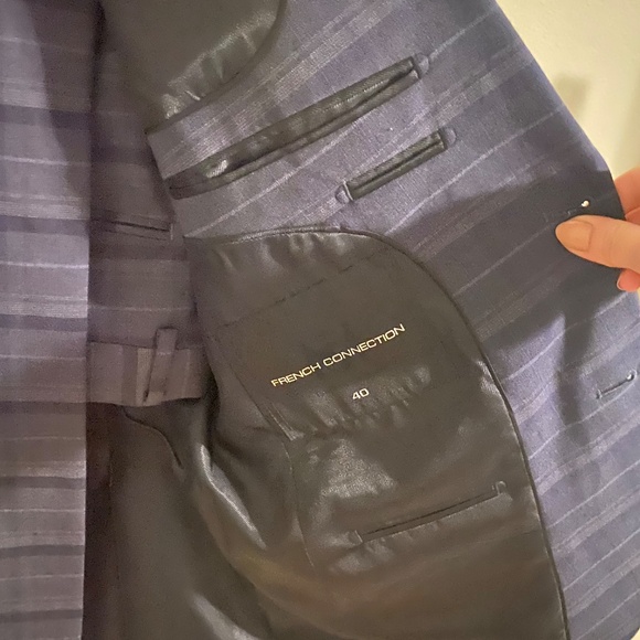 Mens French Connection Marine Check Suit - Picture 6 of 10